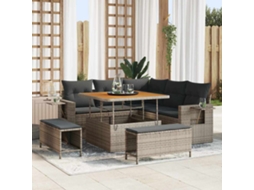Vidaxl Conjunto De Sofá De Jardim Com Almofada 9 Pcs Cinzeto Vime Pe