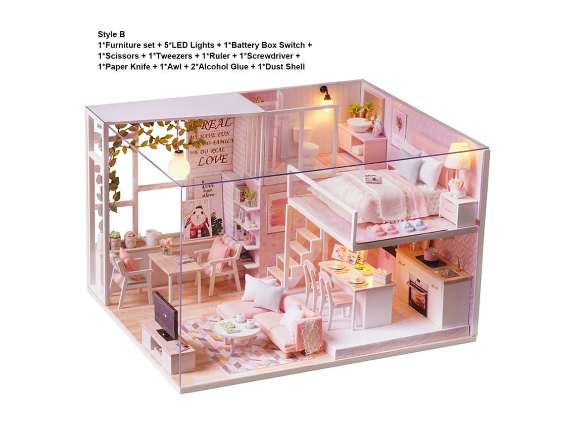 Kit de Casinha de Bonecas com Luzes LED
