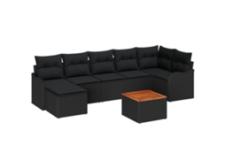 Conjunto 8 Conjunto De Sofá Modular Vidaxl Preto Vime Pe (55 X 55 X 37 Cm)