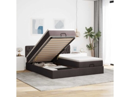 Vidaxl Estrutura De Cama Otomana Com Colchões Tecido Castanho Escuro