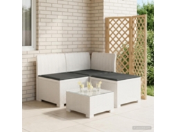 Vidaxl Sofá De Jardim 3 Lugares Com Almofadas Visual Rattan Pp Branco
