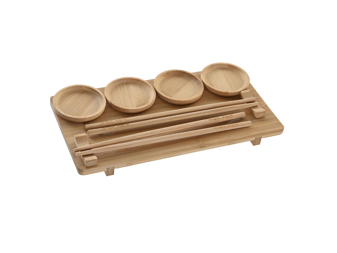 Conjunto de Sushi DKD HOME DECOR Natural Bambu Oriental