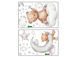 Mali 2pcs Adesivos de Parede Infantil Ursinhos no Lua Decorativos Quarto Bebê