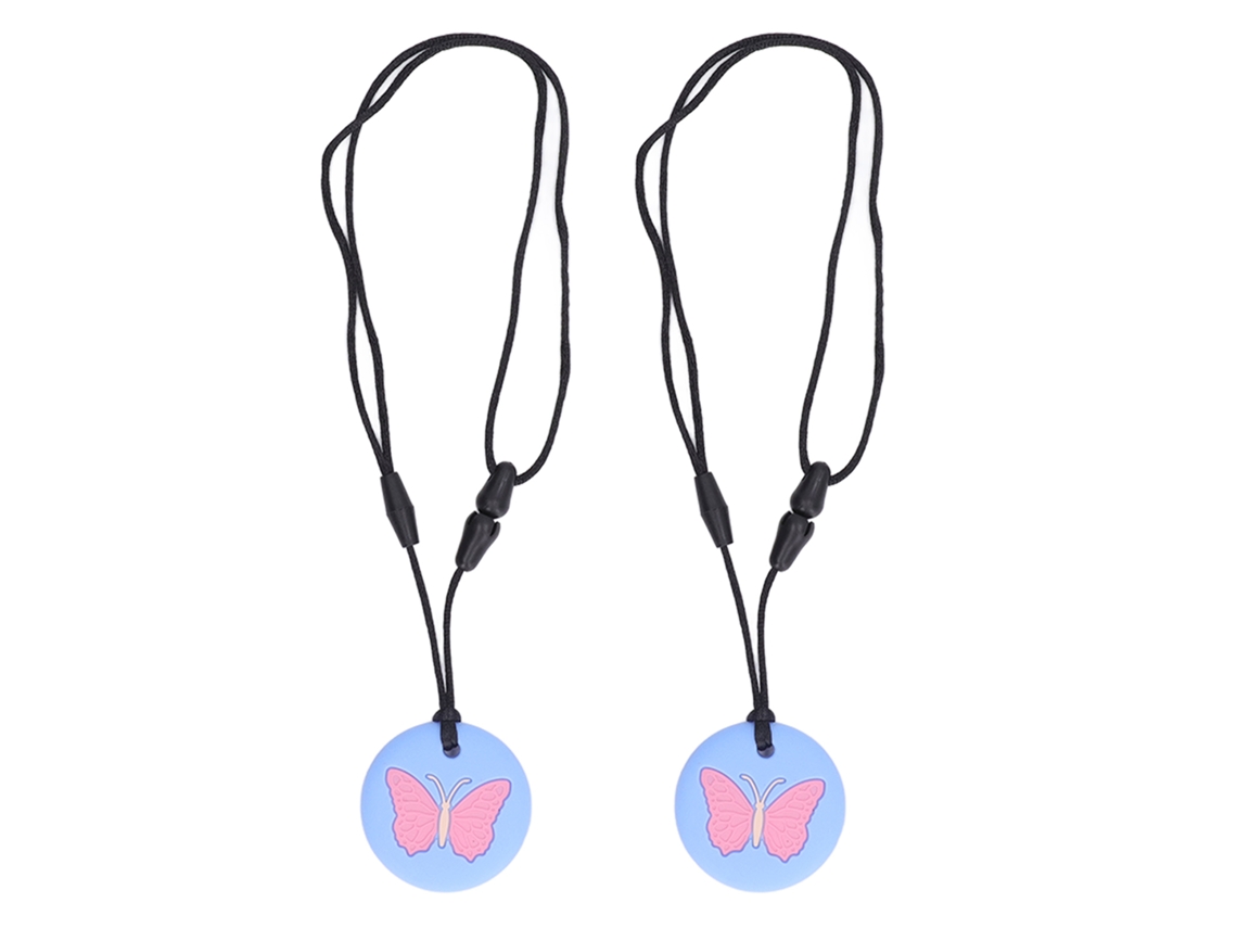 Mali 2pcs Colar de Mordida Sensorial Silicone Seguro para Bebê Criança Alivio Disconforto Azul Céu