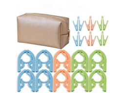 Conjunto Cabides Eifson Dobráveis Viagem 10 Cabides Com 12 Pregadores + Bolsa (dourado)
