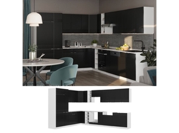 Cozinha Em Ângulo Fame-line, 347x257cm Sem Pt, Preto Listrado/branco, Branco, Vicco