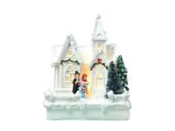 Adorno de vila de natal com luzes LED casas e figuras decoração de natal interior