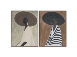 Pintura Home Esprit Branco Castanho Chapéu Moderno 90 X 4 X 120 Cm (2 Unidades)