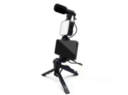 Kit De Tripé Para Celular Com Microfone E Luz De Preenchimento Led Para Vlogs E Gravação Ao Vivo Nostalgia88