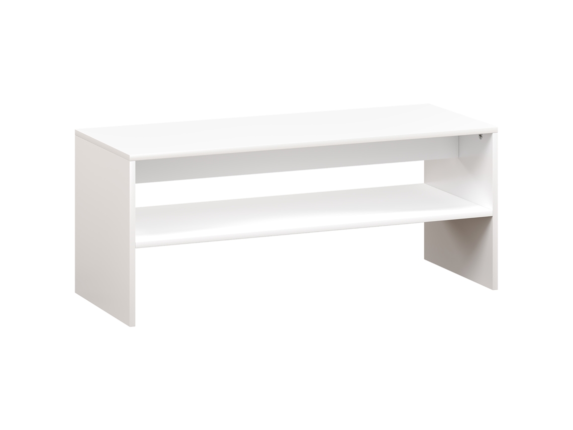 Mesa De Brilhante Centro Auxiliar Com Compartimento Aberto Café Para Sala Estar 100x40x41,5 Cm Branco