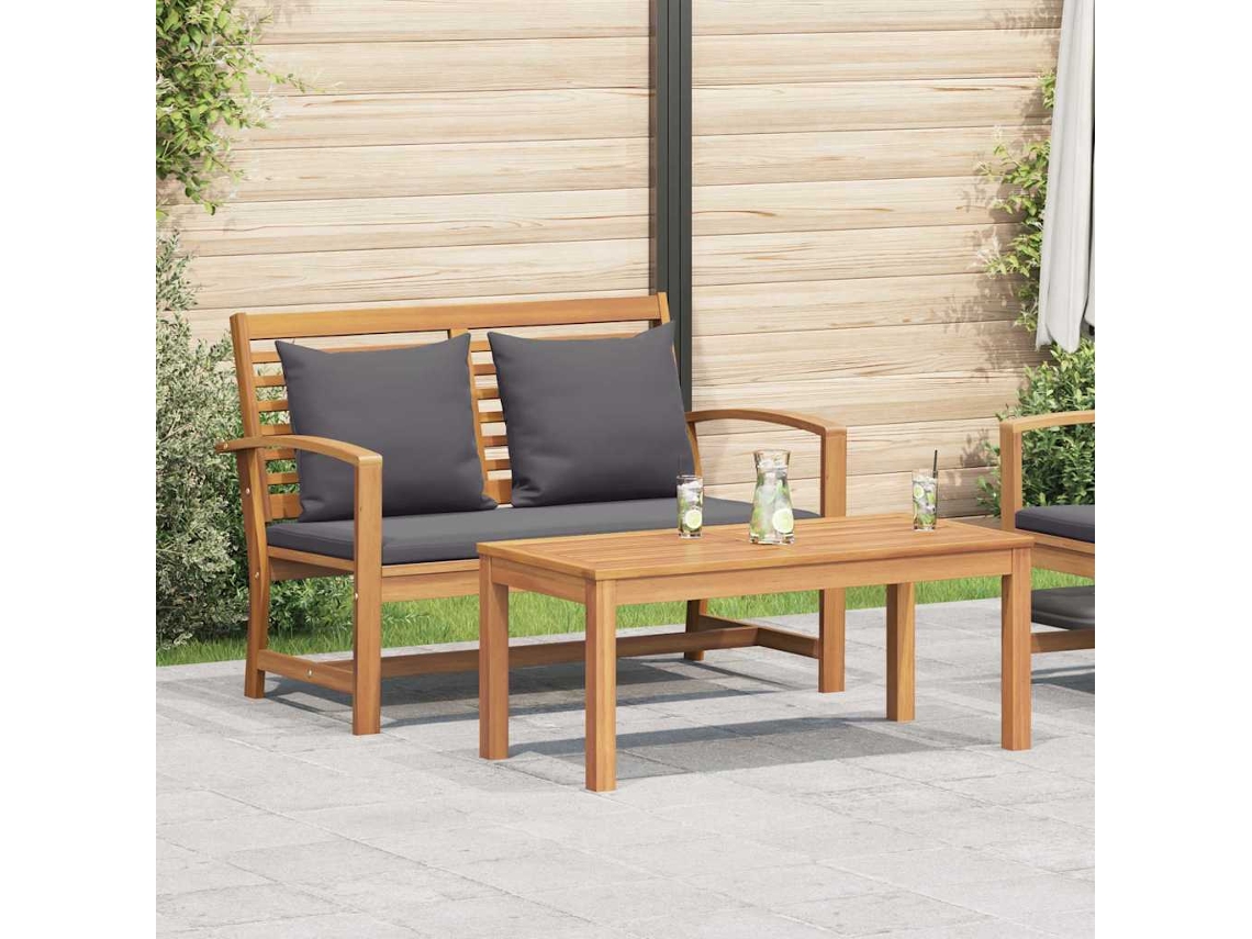 Vidaxl Banco Com Almofada Marrom E Cinza Escuro 110 X 66 X 76 Cm