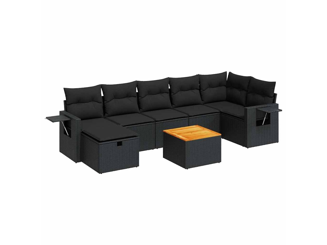 Conjunto de 8 sofás de jardim com almofadões Vime Pe Preto MAISON EXCLUSIVE (N/A)