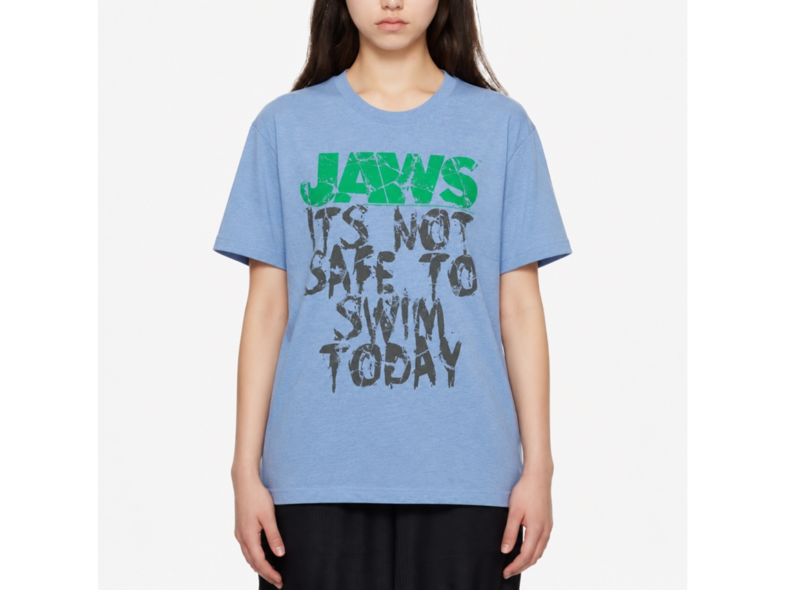 Rockinstone Jaws Movie Not Safe Heather Light Blue Adult T-shirt Size:xl