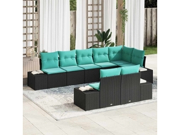 Vidaxl Conjunto De Sofá De Jardim 8 Unid. Preto Vime Pe