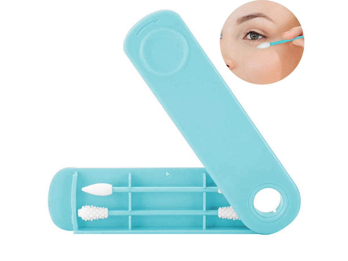 MEOIRUERY Cotonete Reutilizável De Algodão, Last Swab Sustentável Cotonetes Reutilizáveis Com Silicone Para Limpeza De Ouvido E Maquiagem