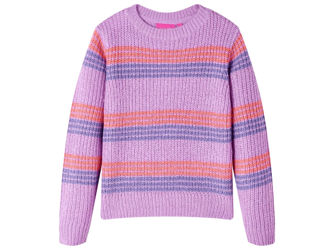 Camisola De Malha Para Criança Riscas Lilás E Rosa 140