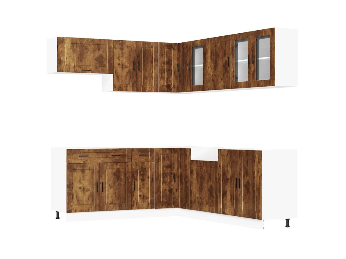 Conjunto 11 Armário de Cozinha Conjunto Porto VIDAXL Carvalho Fumado