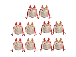 10 Estrelas. Sacola De Natal Com Rena E Doces, Renda, Para Decoração De Presentes De Natal E Festas Infantis.