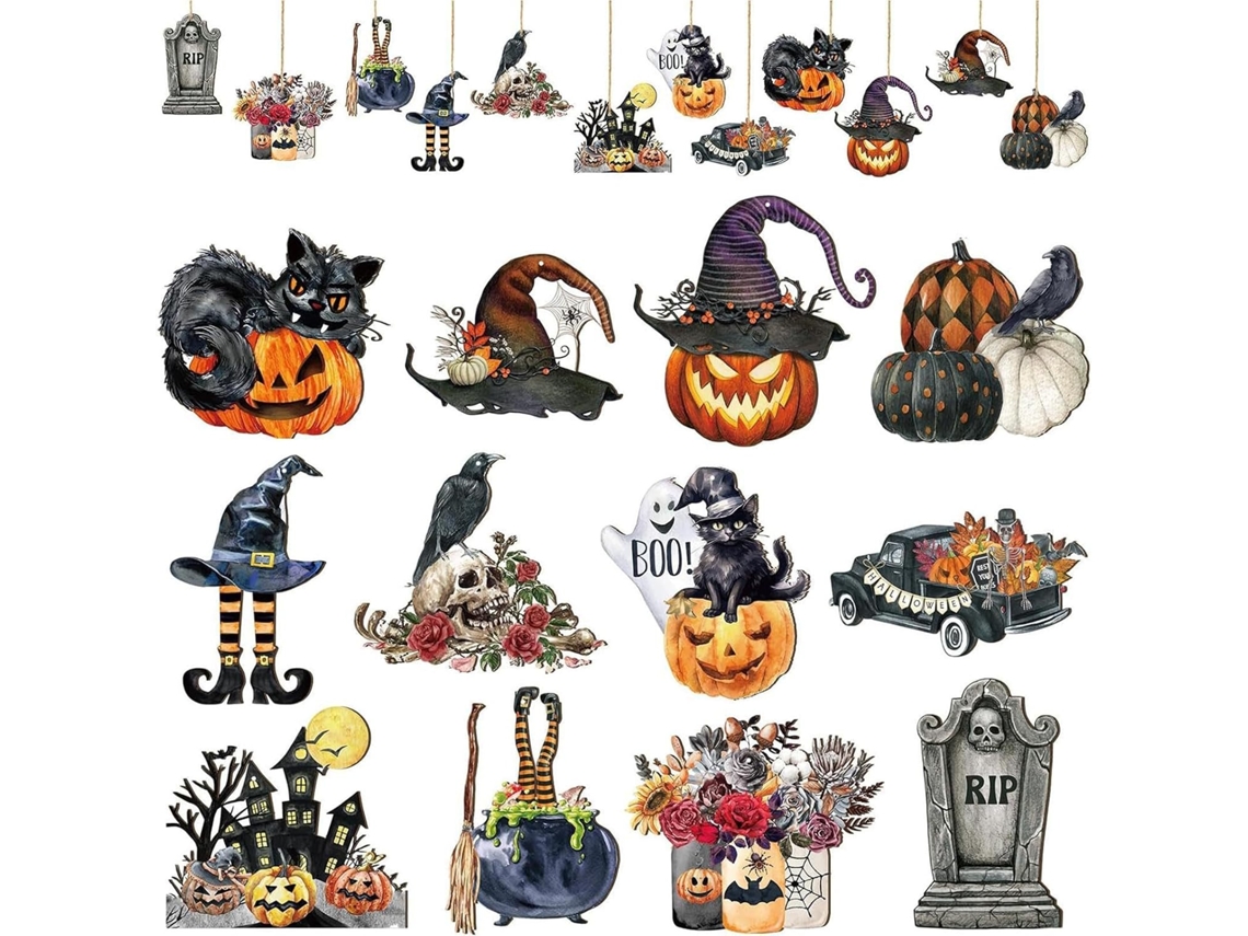 Pequenos Enfeites De Halloween Em Madeira | Decorações Criativas Para Árvores De Natal - Painéis