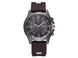 Reloj De Pulsera Masculino De Cuero Marrón Con Dial Clásico Y Correa De Silicon