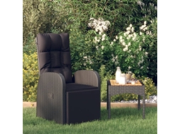 Vidaxl Cadeira De Jardim Reclinável Com Almofadão Vime Pe Preto