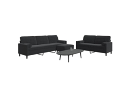 Vidaxl 3 Pcs Conjunto De Sofás Com Almofadões E Rolos Veludo Preto