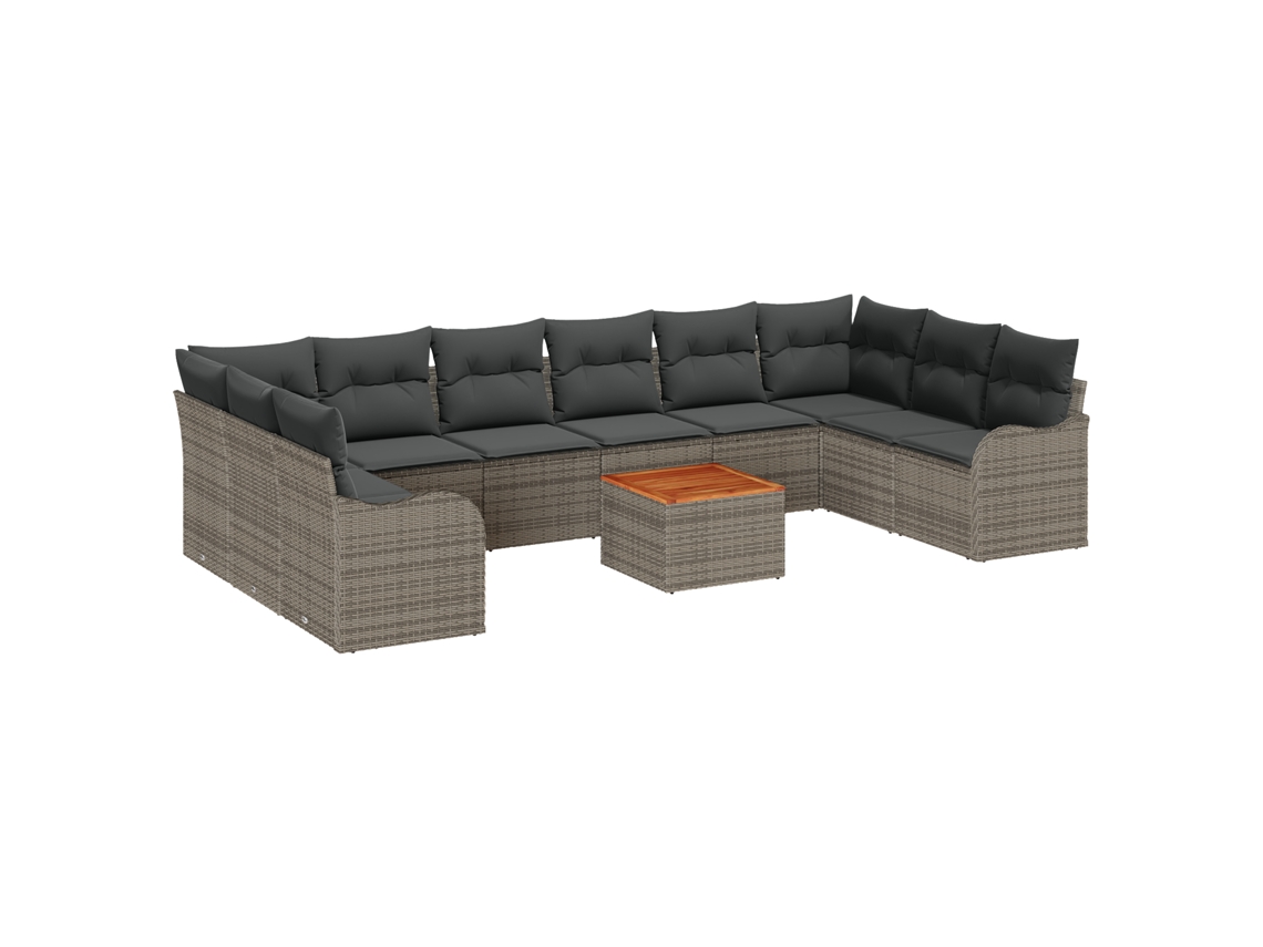 Conjunto 10 Conjunto De Sofá De Jardim Vidaxl Cinzento Vime Pe (289 X 177,5 X 69 Cm)