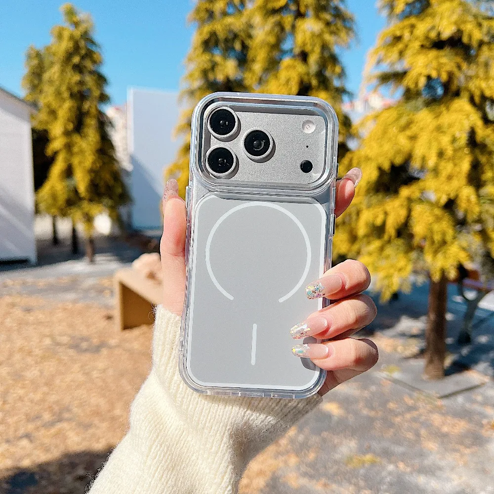 Capa Protetora Transparente Com Carregamento Sem Fio Magsafe (iphone 17 Pro Max, Cinza) Para Iphone