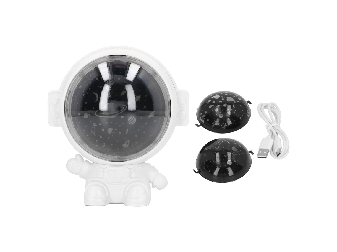 Projetor Astronauta Estrelado Giratório Com Carregamento Usb E Música 5v 1a Branco Aquaforge