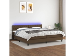 Vidaxl Cama Box Spring C/ Colchão/led 200x200cm Tecido Castanho-escuro