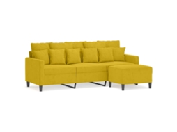 Maison Exclusive - Sofá De 3 Lugares Com Apoio De Pés 180 Cm Veludo Amarelo