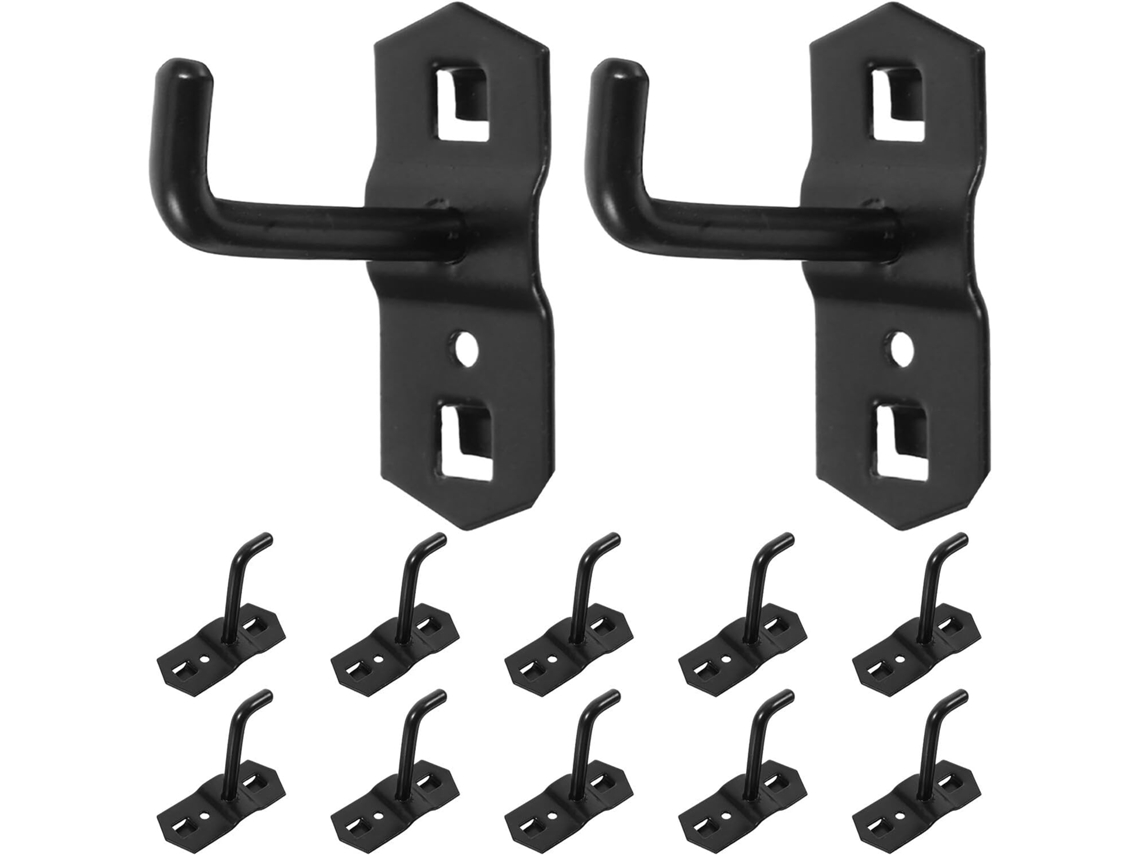 Pacote com 12 Ganchos Pretos Reforçados para Painéis Perfurados, Suportes Metálicos, Acessórios de 6 Mm X 5 Cm SFUSHOS