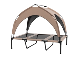 Cama Elevada Animais Marrom Claro 106x76x94cm Com Toldo Estrutura Aço E Bolsa