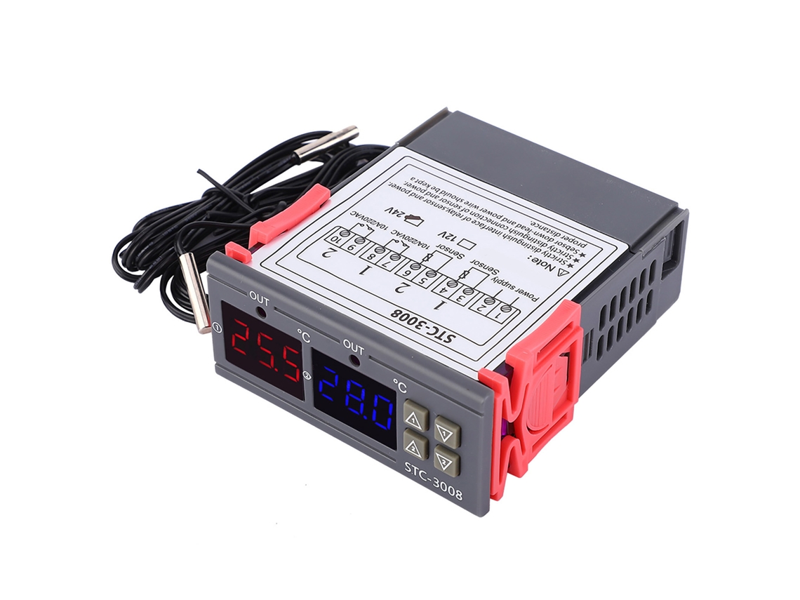 Termostato Inteligente Digital com Duplo Sensor Ntc e Ecrã Duplo