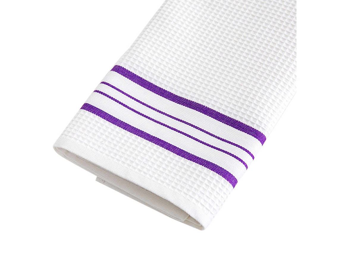 Conjunto de Panos de Prato de Cozinha com 2 Peças para Guardanapos de Algodão Absorvente para Decoração de Cozinha 50 X 50 Cm Listras Roxo