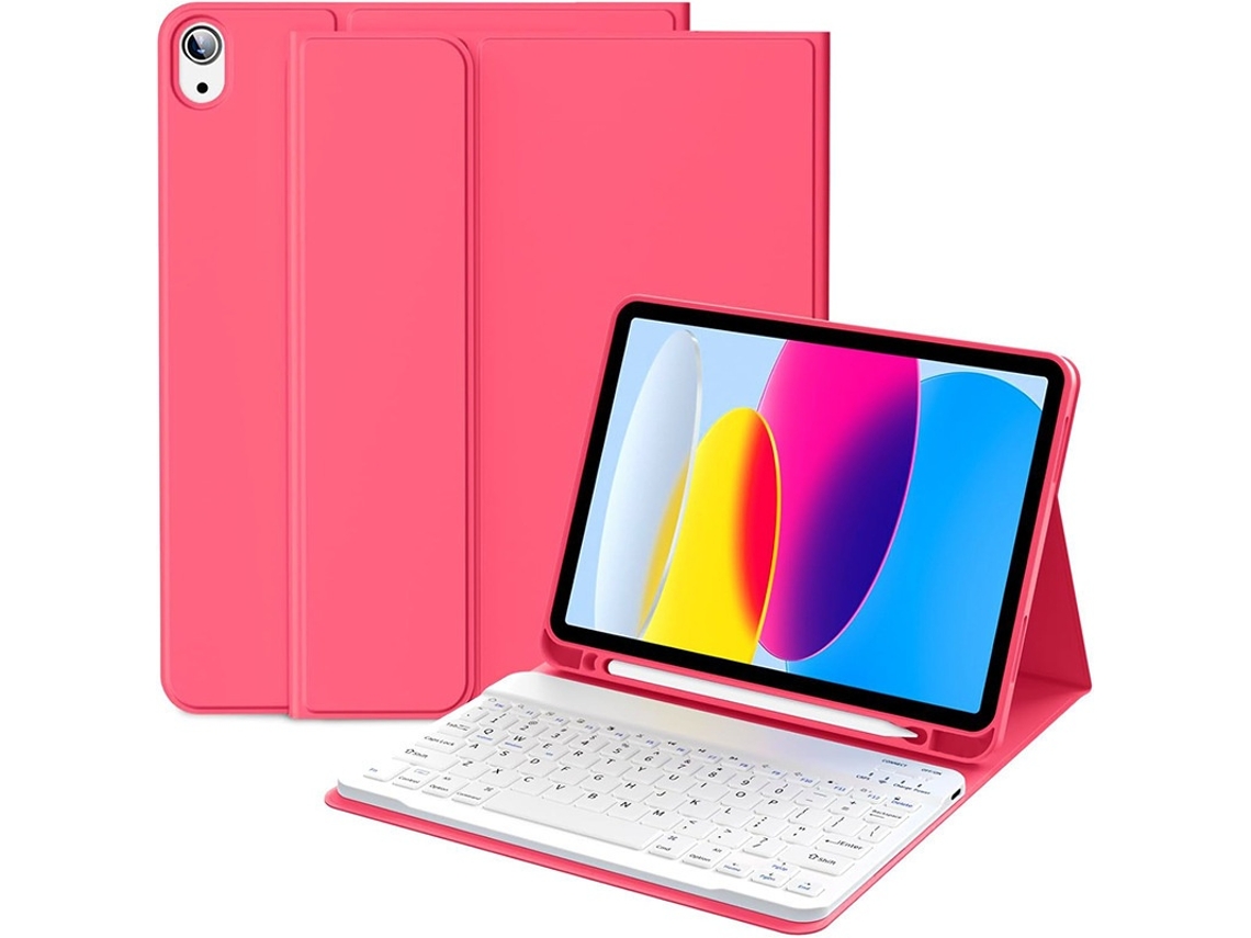 Capa Com Teclado Bluetooth Para Ipad Pro 11 2018/2022 Polegadas, Magnética, Vermelho Tressino