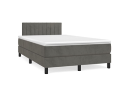Vidaxl Cama Boxspring Com Colchão 120x190 Cm Veludo Cinzento-escuro