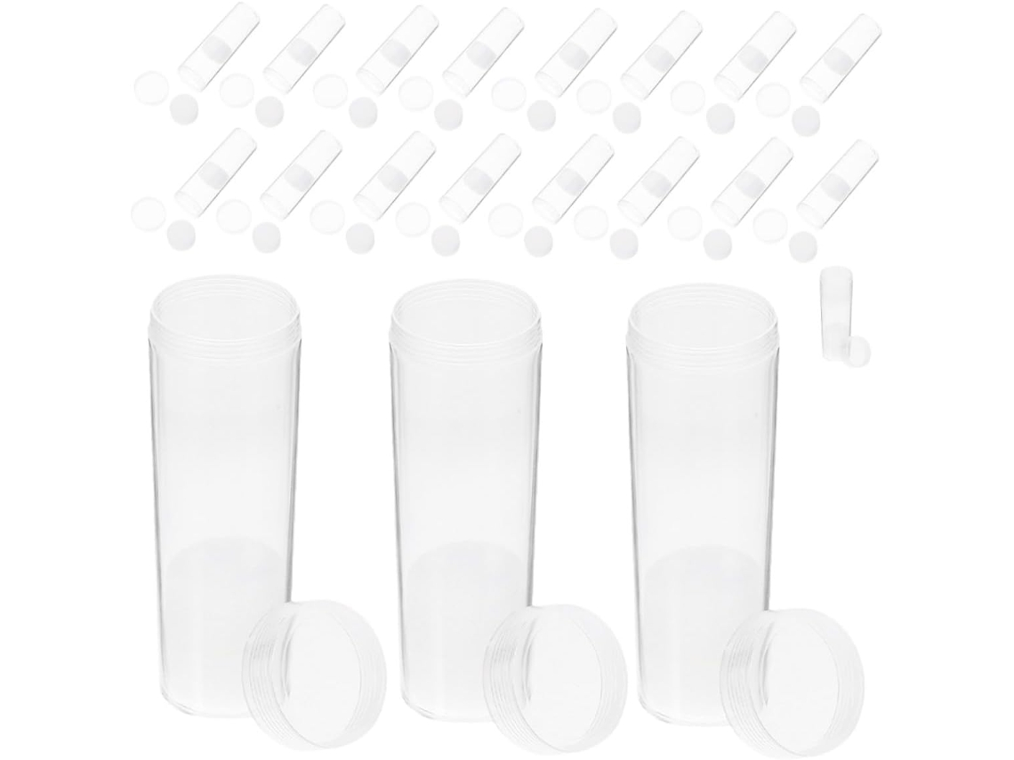 Conjunto De 20 Tubos Para Guardar Moedas, 31 Mm, Com Tampas De Espuma À Prova De Vazamentos.