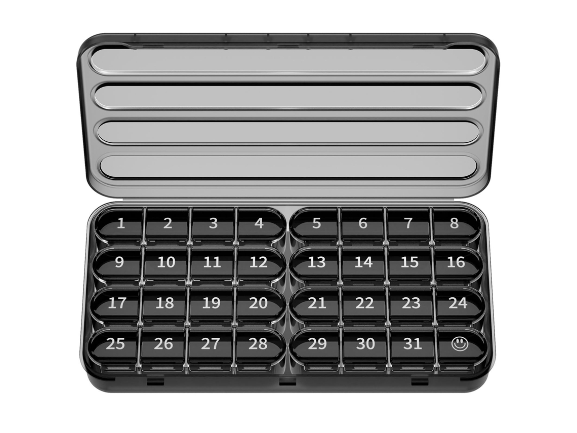 Organizador De Comprimidos Eifson 31 Dias 1 Vez Ao Dia Para Viagem Sem Bpa (preto)