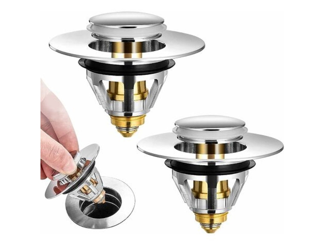 Plug Universal de Esgoto de Aço Inoxidável com 2 Arruelas, 34/40mm | S/MARCA