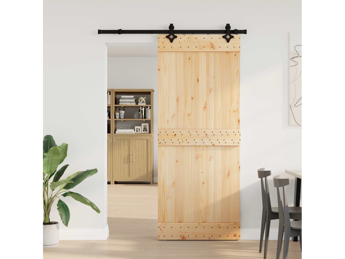 Vidaxl Porta Deslizante Narvik Natural E Preto 85 X 210 Cm (152,5 Cm)