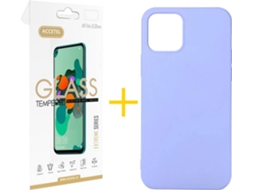 Kit Capa e Película Vidro 1X  iPhone 11 Pro Accetel Silicone Roxo