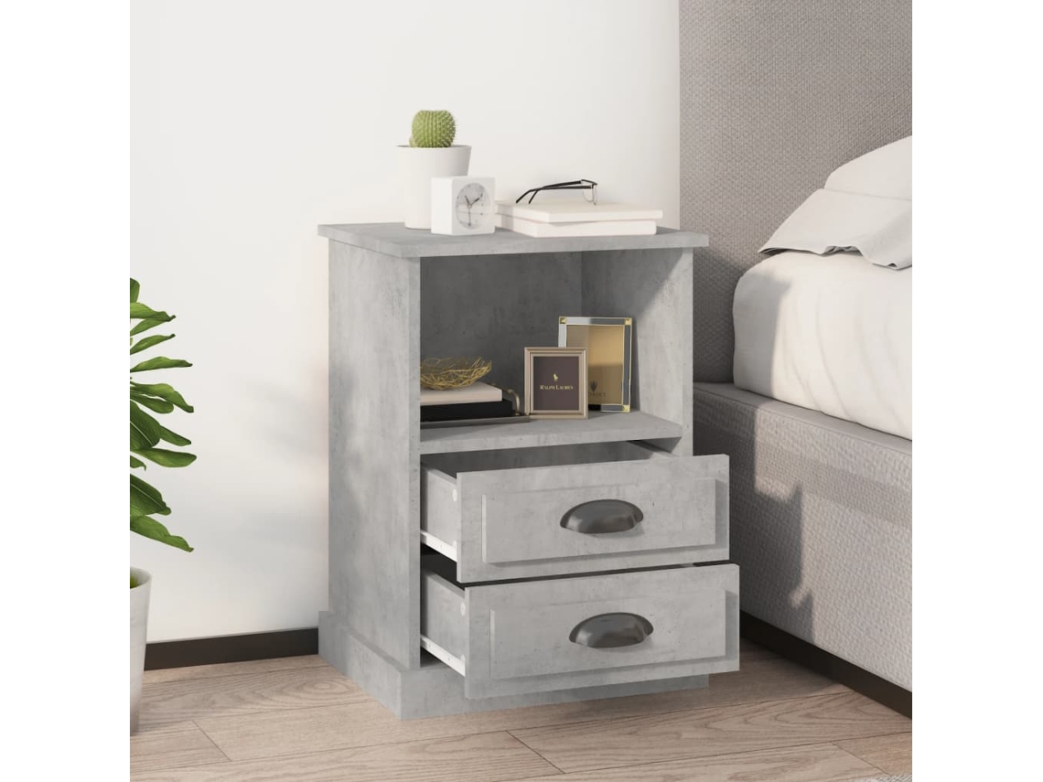 Vidaxl Mesas De Cabeceira 2 Pcs 43x36x60 Cm Cinzento Cimento