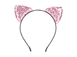 2026 diadema Reversível com Orelhas de Gato com Lentejuelas Brilhantes Acessórios de Cabelo para Mulheres Kitty Rosa