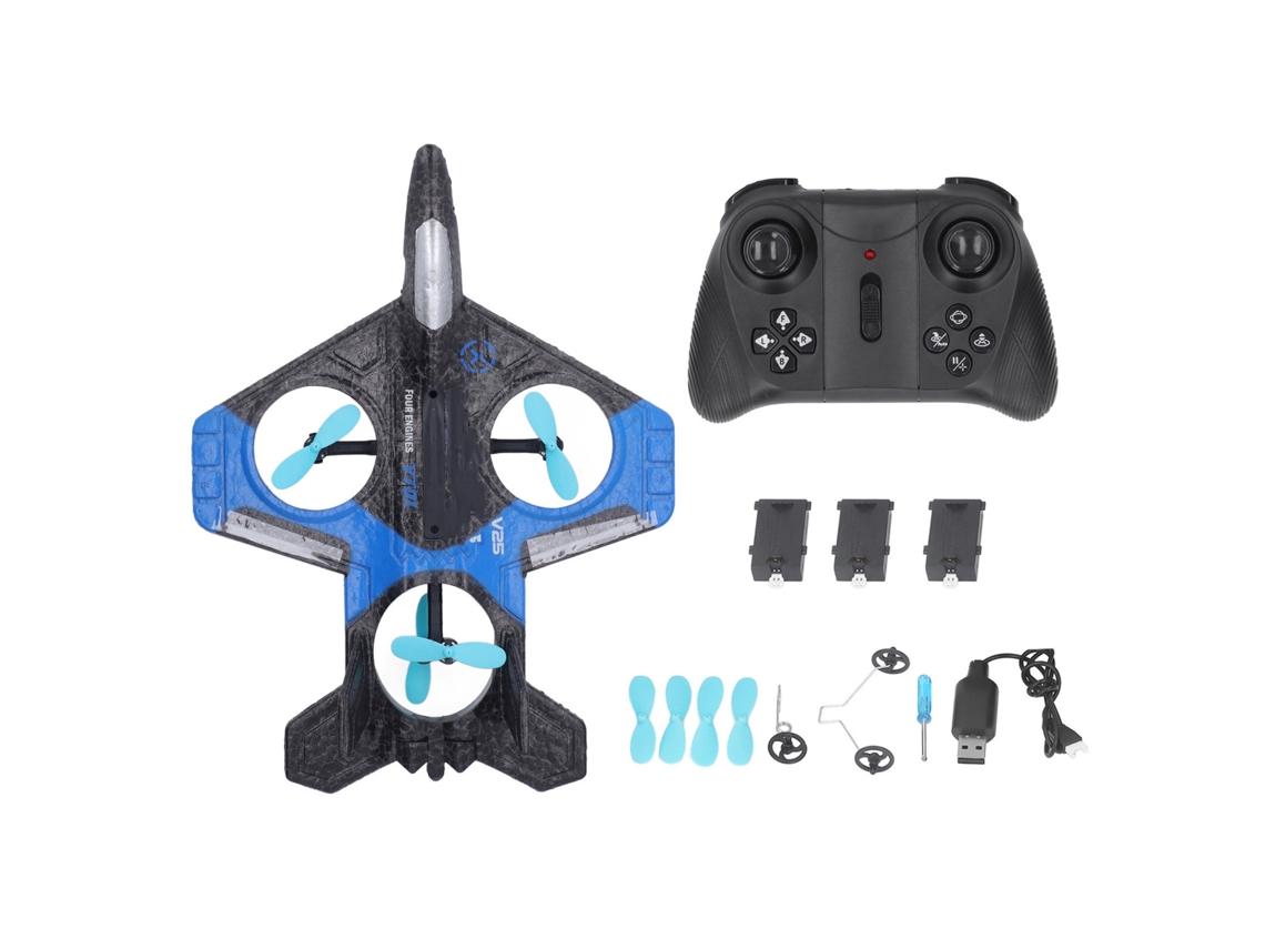 Mali drone de Controle Remoto Portátil Epp com Luzes Led Coloridas Hélices de Reposição Presente para Crianças Azul Três Baterias