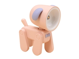 Omni lâmpada de Leitura Led Recarregável com Braços Flexíveis Luz Suave Anti piscada Adorável Ornamento de Mesa Cão/porco Cachorrinho Rosa