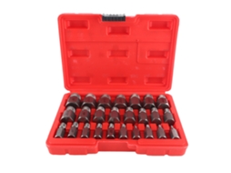 Conjunto de 25 extratores de parafusos danificados em aço cromo molibdênio com caixa S/MARCA