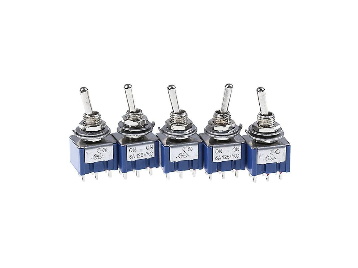 5 Peças Interruptor De Alavanca 6p 6a 125vac 6 Pinos Dpdt On, On Mini Interruptor De Alavanca Novo Shytmv, Perfet