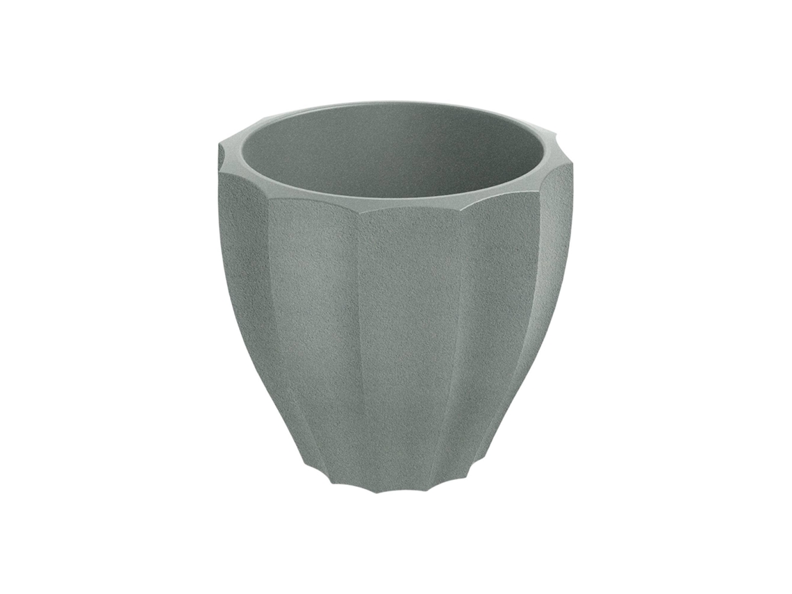 Vaso De Flores Redondo Rotomoldado Well Home Rona, Cinza Cimento Ø40x36