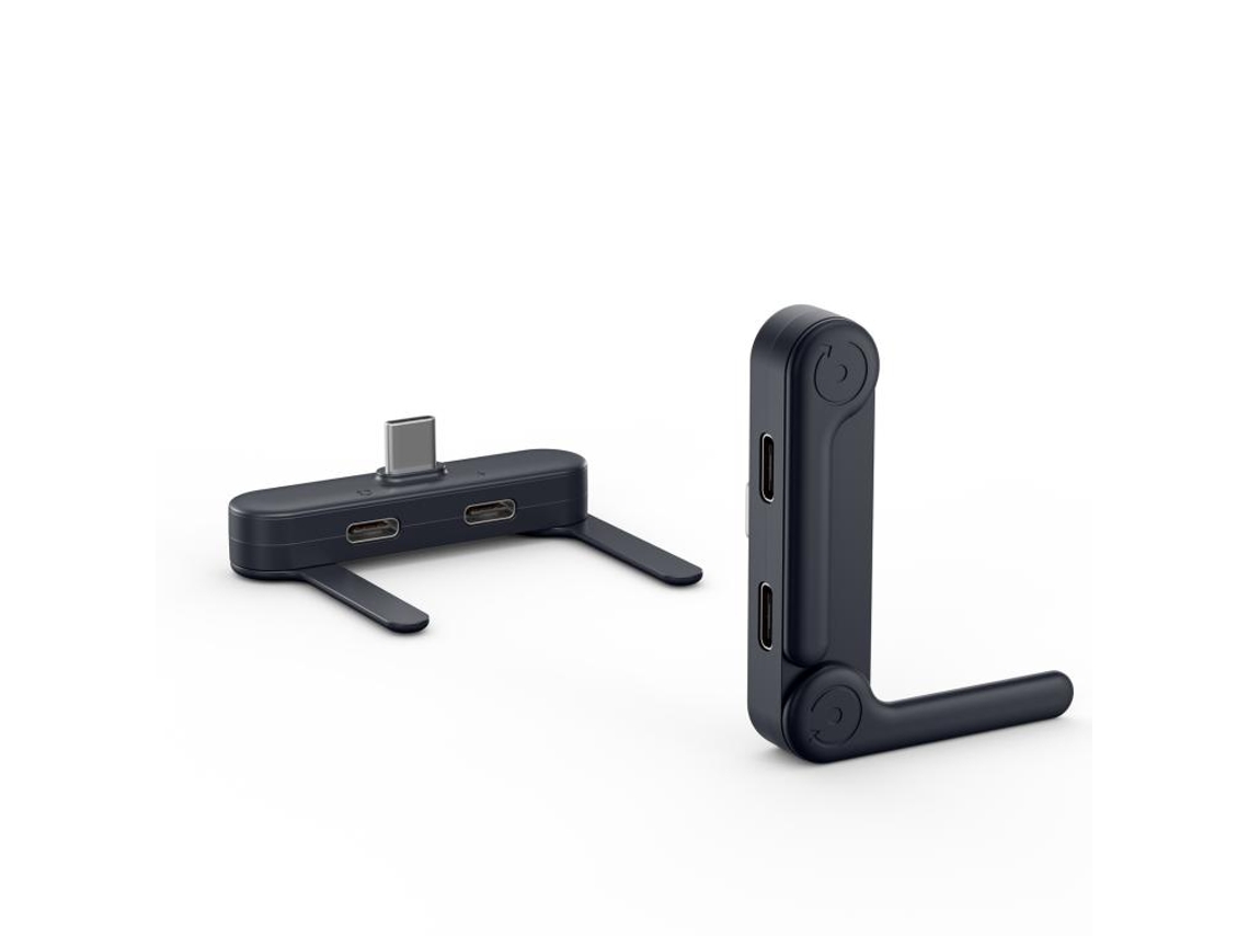 Suporte Dobrável Halinuia Com 2 Adaptadores Tipo-c, Para Carregamento E Ligação De Fones